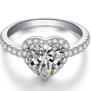 💞Hollow Gemstone Zircon Thin Sweet Vintage Heart CZ Ring for Women, MARR9118